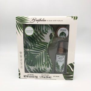 Biophilia 3-Piece Sleep Christmas Gift Set, Eye Mask, Pillow Mist, Lip Balm NEW